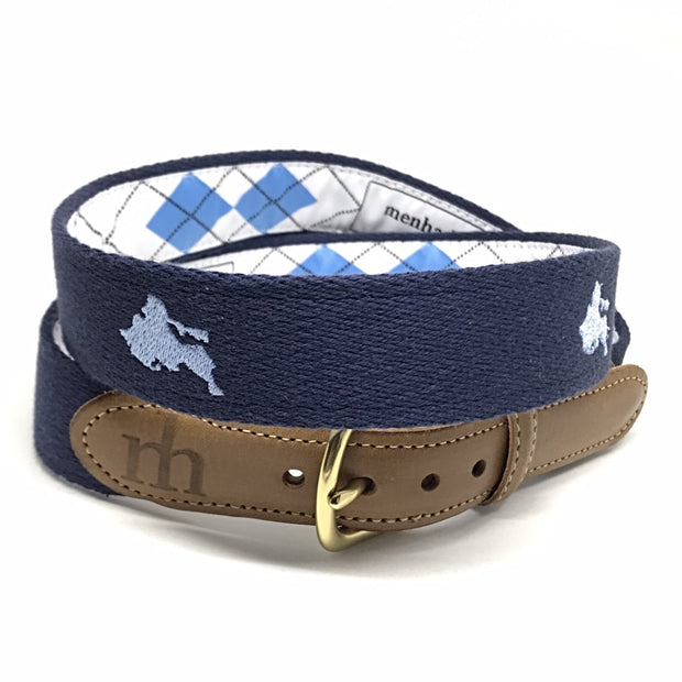 The “Shelter Island” Embroidered on Navy with Carolina Blue
